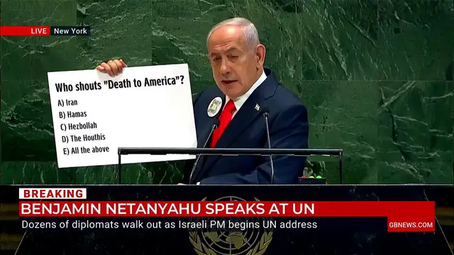 'Video thumbnail for WATCH: Benjamin Netanyahu quizzes UN assembly members on war in Gaza'