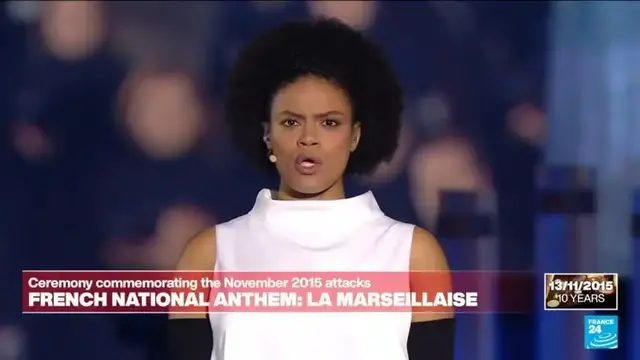 Video thumbnail for French national anthem, 'La Marseillaise', at 2015 terror attacks commemoration ceremony
