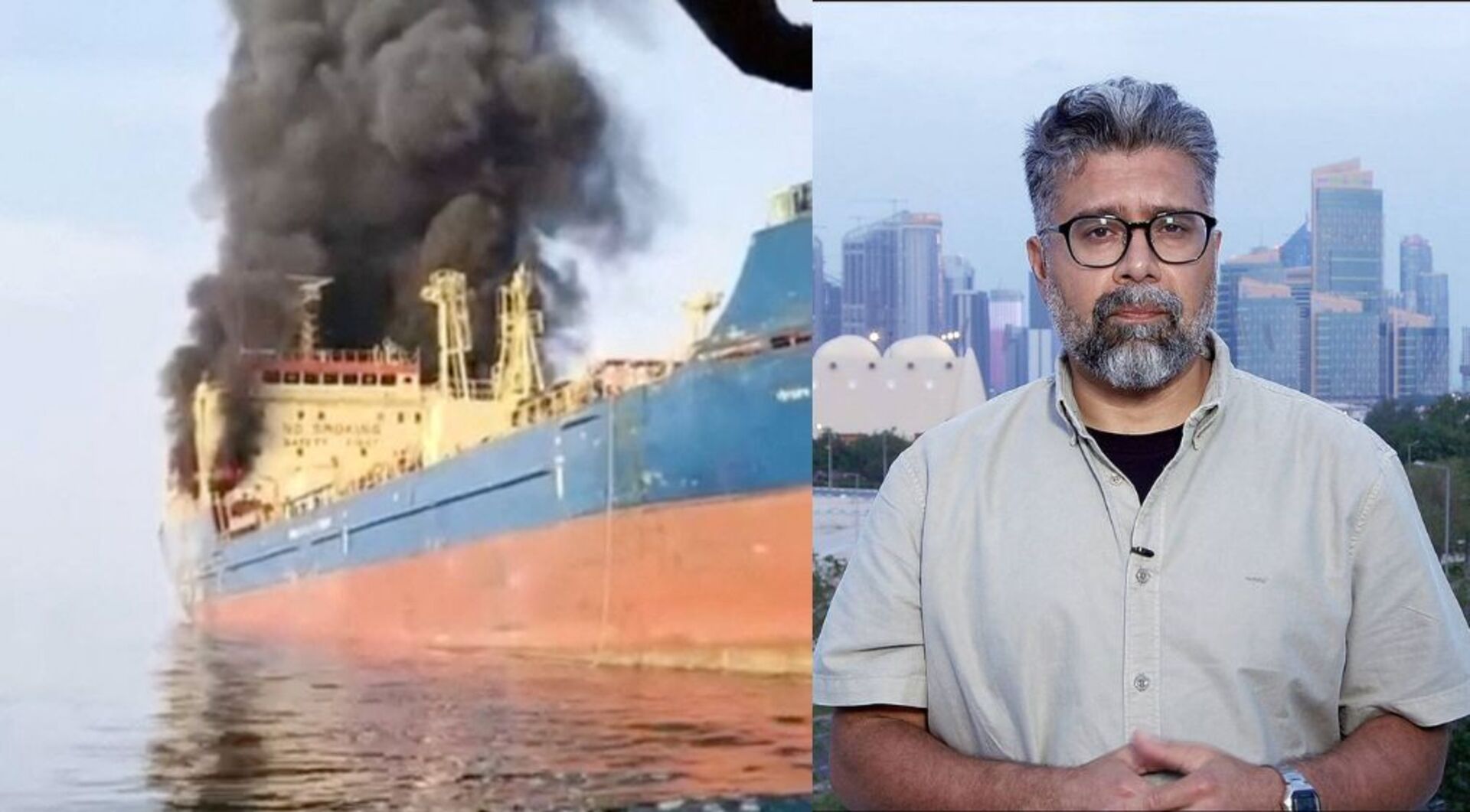 Video thumbnail for Oil tanker attacked in Strait of Hormuz as Iran strikes Oman port