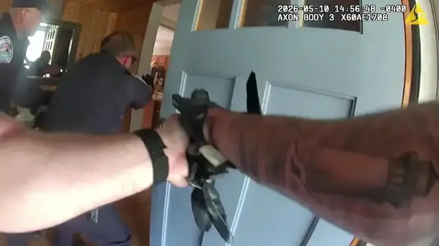 Video thumbnail for Bodycam footage shows police facing blood-covered son accused of stabbing mother over 40 times