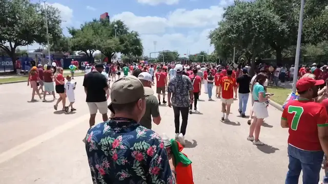Video thumbnail for US: Portugal fans celebrate World Cup win over Uzbekistan in Houston.