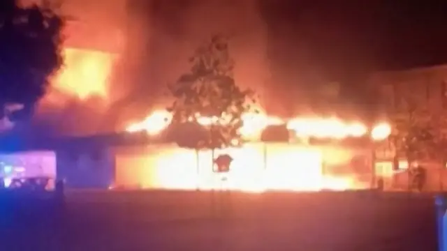 Video thumbnail for French high school engulfed in flames as student protests continue