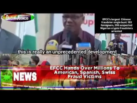 Video thumbnail for EFCC Hands Over Millions To American, Spanish, Swiss Fraud Victims