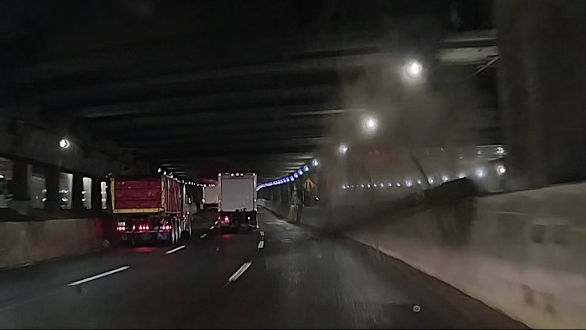 Video thumbnail for Car damaged by falling debris on Cross Bronx Expressway