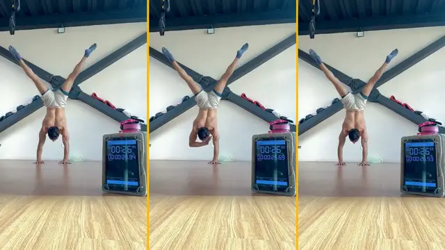 Video thumbnail for Most handstand shoulder taps in one minute (male) - 120 by Nestor Santiago Gonzalez Valero