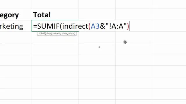 'Video thumbnail for SUMIF with INDIRECT Function for Dynamic Sheet and Table References'