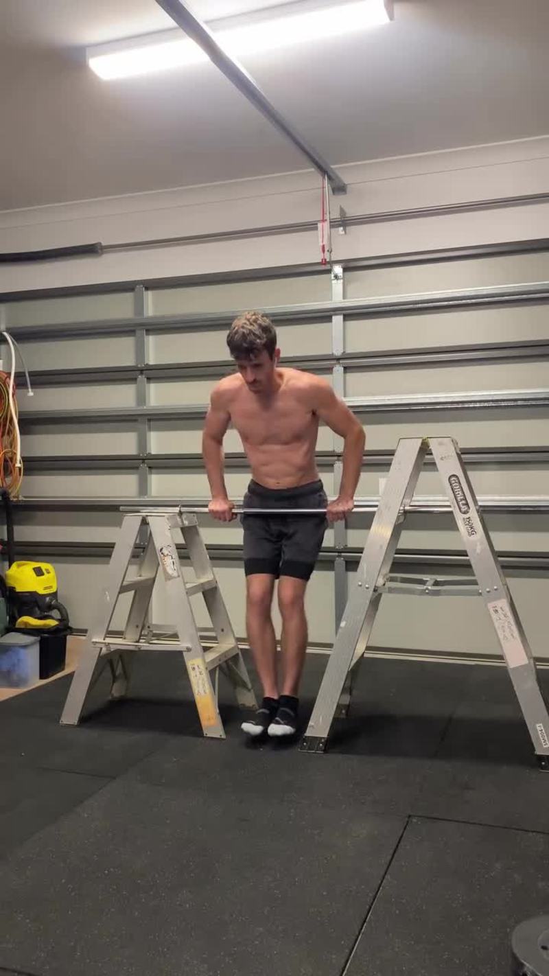 Video thumbnail for Extreme Garage Muscle Up between Ladders