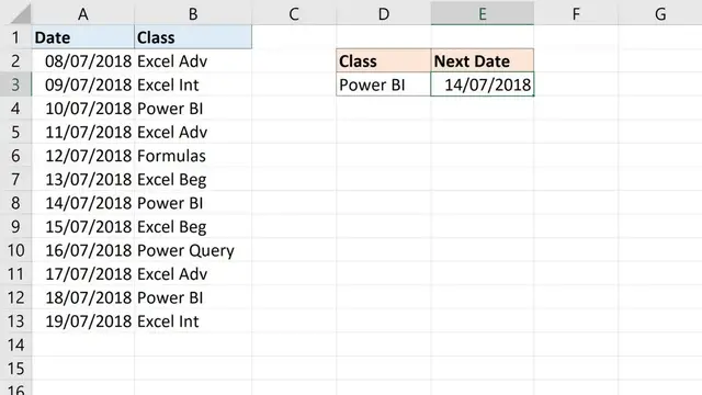 'Video thumbnail for Excel Formula: Lookup Next Date of a Value after Today'