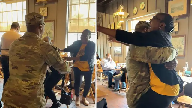 Video thumbnail for Soldier Returns Home To Surprise Vietnam Vet Mom After Two Years