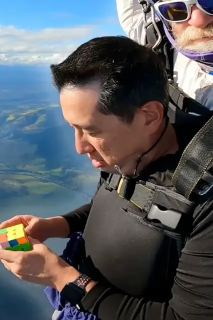 Video thumbnail for Most rotating puzzle cubes solved in a single skydive - 10 by Ming dao Ting