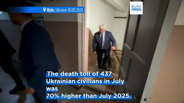 Video thumbnail for At least 10 killed in Russian strike in northeast Ukraine's Kharkiv region, governor says