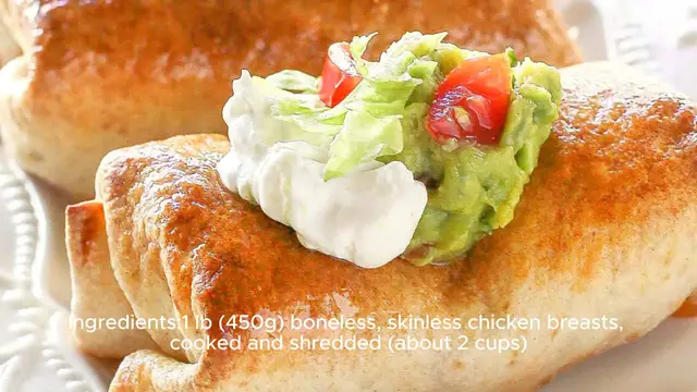 Video thumbnail for Baked Chicken Chimichangas recipe