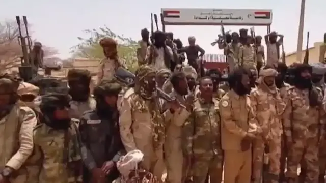 'Video thumbnail for Sudan's paramilitary Rapid Support (RSF) says takes famine-hit camp in Darfur'
