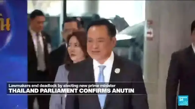 'Video thumbnail for Conservative Thai tycoon wins parliament vote to become PM'