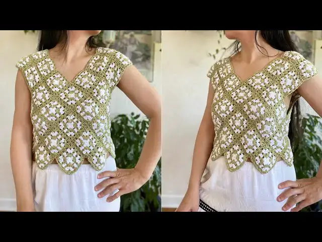Video thumbnail for Extremely easy and beautiful crochet granny square summer top #crochetgrannysquare #crochet
