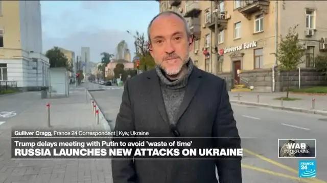'Video thumbnail for Mass Russian drone attack on Kyiv kills six people'