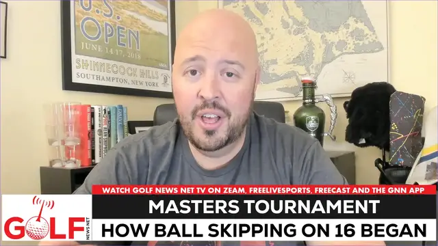 Video thumbnail for The history of skipping balls on No. 16 at Augusta National