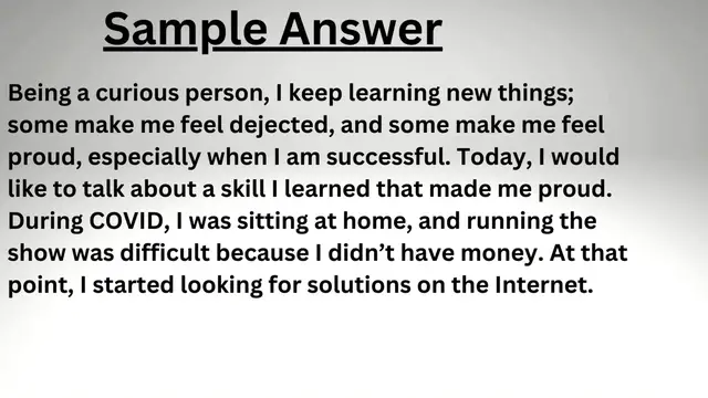 Video thumbnail for Describe something you did that made you feel proud IELTS Cue Card