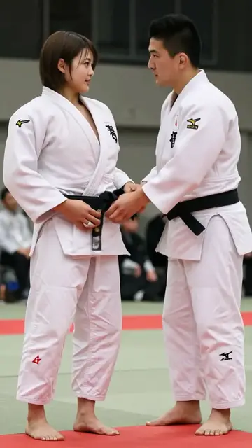 'Video thumbnail for 襟を正して気合いを入れる柔道家#ai #athlete #judo #美女 #sports'