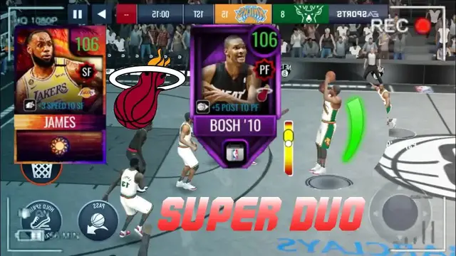 'Video thumbnail for KNYT: heat super duo gameplay: lebron james & chris bosh dominate nba live mobile 20!'