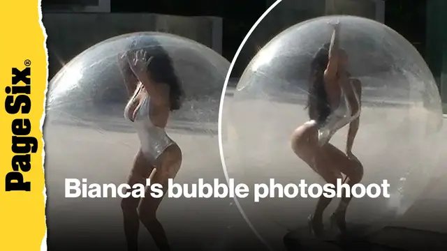 'Video thumbnail for Bianca Censori is trapped in a bubble in new Instagram photo shoot'