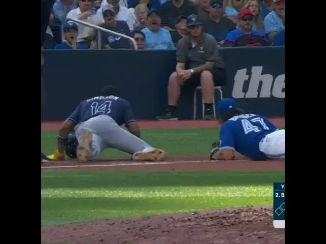 'Video thumbnail for Nathan Lukes Guns Down Chandler Simpson at Third!'