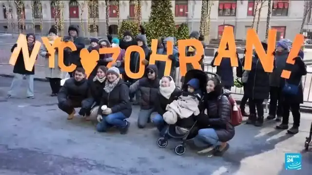 Video thumbnail for New Yorkers brave the cold to welcome Zohran Mamdani as their new mayor