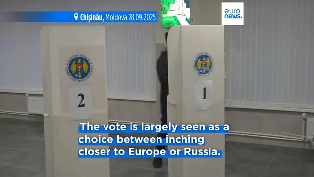 'Video thumbnail for Polls open in Moldova in a tense parliamentary election plagued with reports of Russian interference'