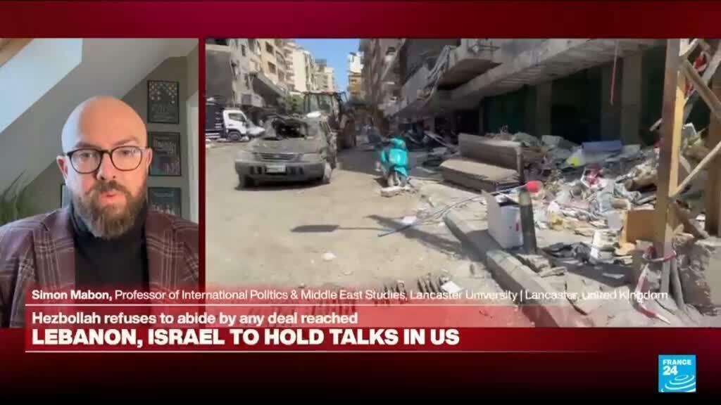 Video thumbnail for Ambassadors meet for historic talks in US amid deeply fraught Lebanon-Israel tensions