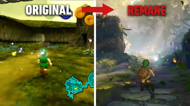 Video thumbnail for Zelda: Ocarina of Time Comparison - Remake Vs. N64 Original