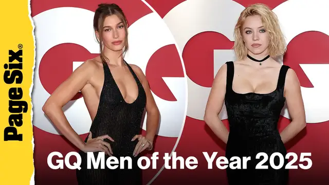 'Video thumbnail for Hailey Bieber, Sydney Sweeney and more celebrities attend GQ Men of the Year red carpet'