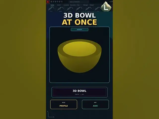 Video thumbnail for Make a 3D Bowl in AutoCAD with REVOLVE #architecture #autocadblocks #cadland