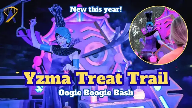 Video thumbnail for Pull the lever! Walking by Yzma at Oogie Boogie Bash 2026