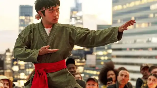 Video thumbnail for Ben Wang, Ralph Macchio and Jackie Chan premiere latest 'Karate Kid' film