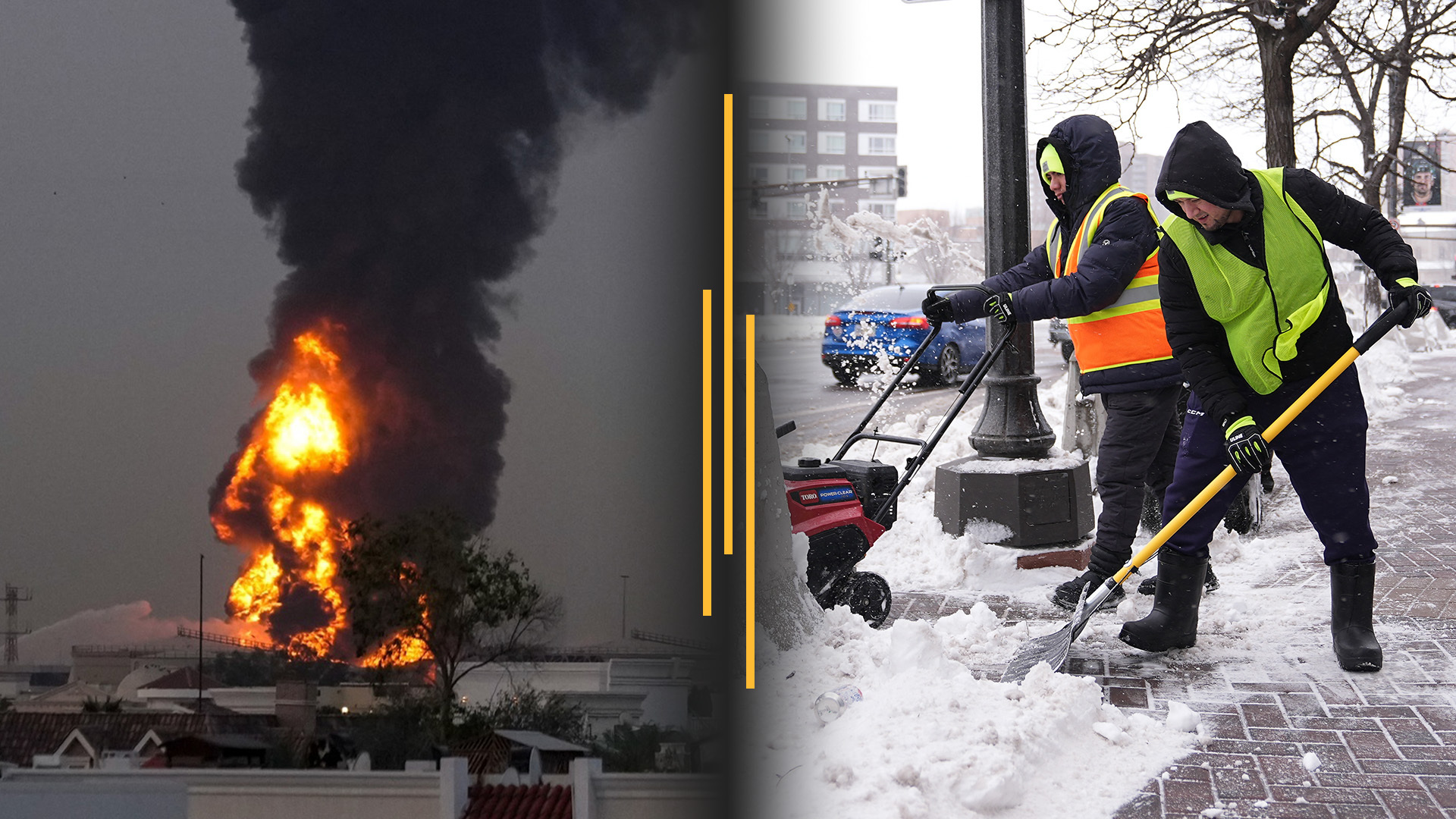 Video thumbnail for Iran strikes Gulf allies again; Nationwide storm brings snow, tornado risk