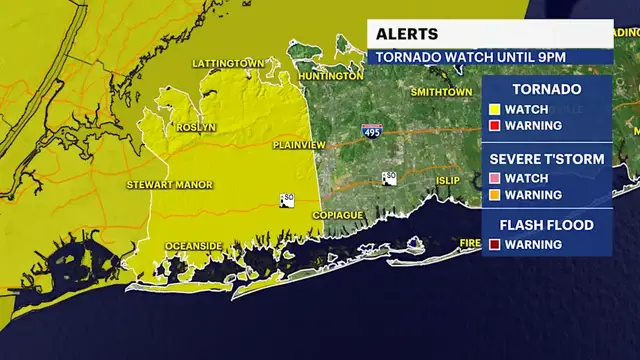 Video thumbnail for STORM WATCH: Scattered strong storms, tornado watch for parts of Long Island
