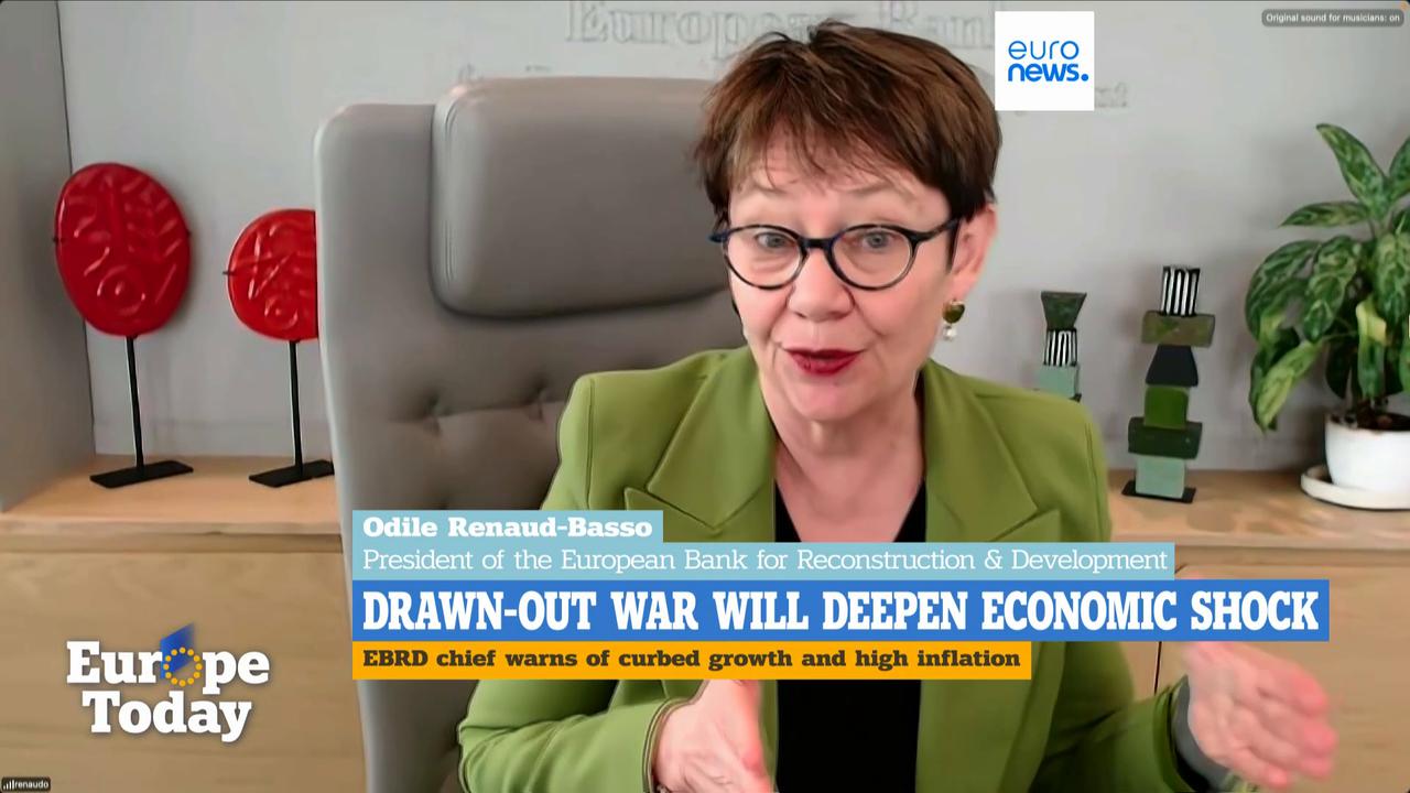 Video thumbnail for Risk of ‘serious’ economic shock if Iran war drags on, EBRD chief says