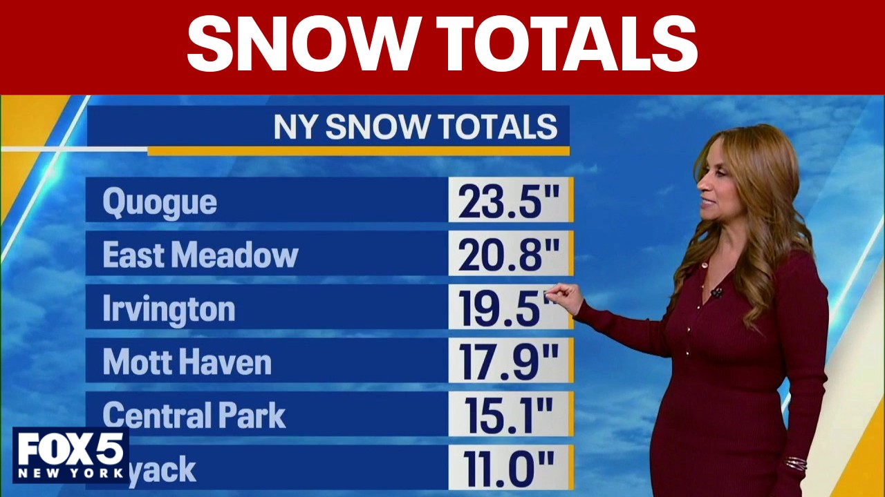 Video thumbnail for NYC blizzard: Tri-State area snow totals so far