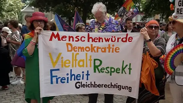 'Video thumbnail for Bautzen Pride goes ahead under police guard after threats'