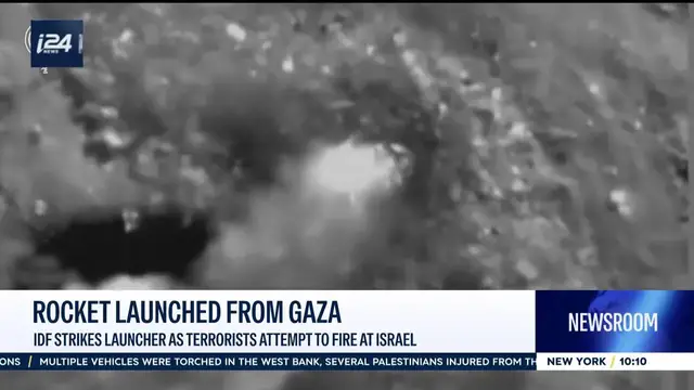 Video thumbnail for Rocket launched from Gaza: IDF strikes launcher as terrorists attempt to fire at Israel