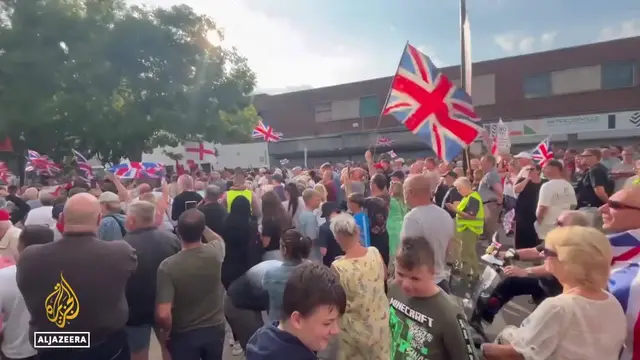 'Video thumbnail for UK protests against asylum seekers: Demonstrations planned in several towns and cities'