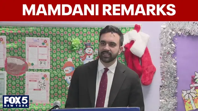 Video thumbnail for FULL: Mamdani speaks at NYC childcare center