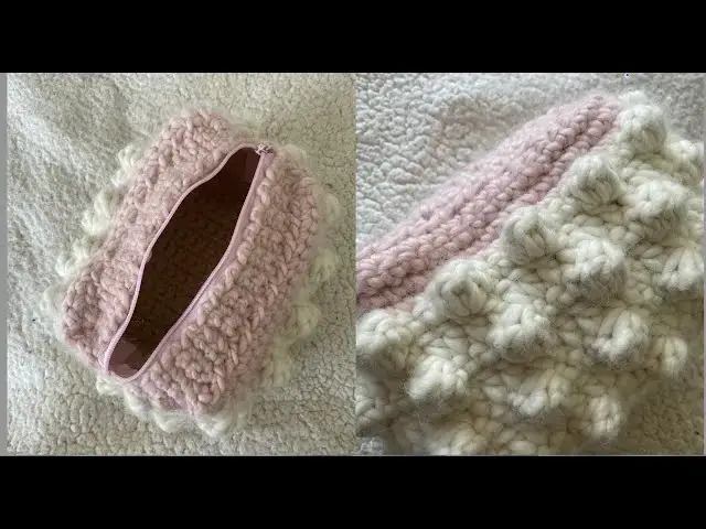 Video thumbnail for Crochet bobble stitch pouch/ makeup bag #crochet #crochetpouch