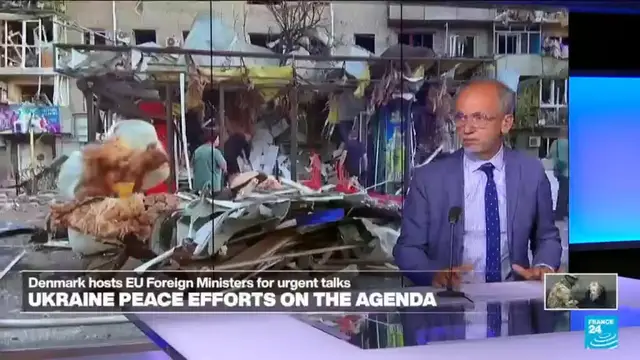 'Video thumbnail for Ukraine peace efforts on the EU Agenda while Russia's 'massive strike' kills 1, injures 29'