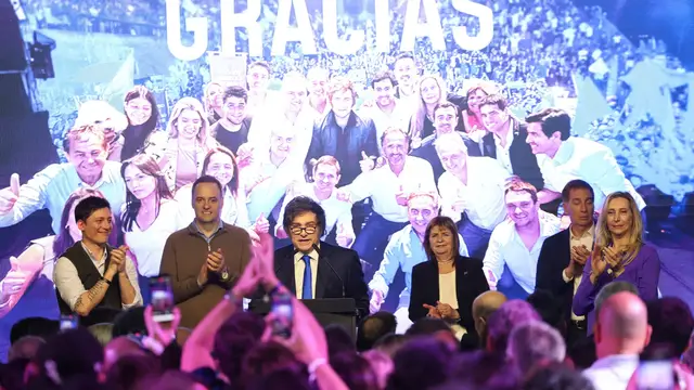 'Video thumbnail for Argentina’s Milei celebrates as early results show election win'