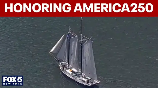Video thumbnail for Tall ships parade down East River for America250