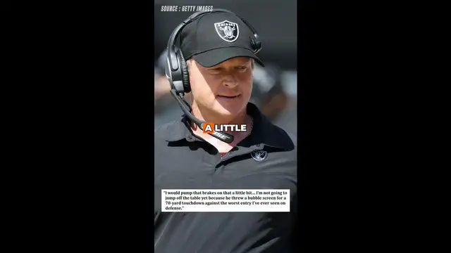 Video thumbnail for Jon Gruden Pumps the Brakes on Shedeur Sanders Hype After Debut