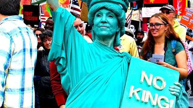 'Video thumbnail for ‘No Kings’ protesters flood NYC on day of anti-Trump rallies across US'