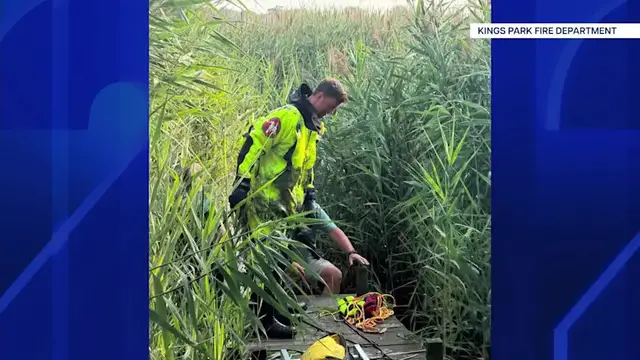 Video thumbnail for Man rescued from Kings Park marsh after chasing runaway dog