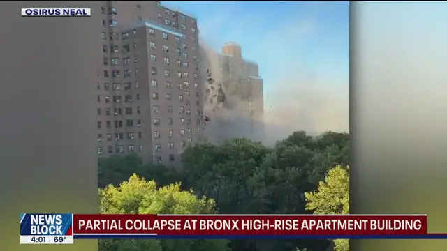 'Video thumbnail for Partial collapse at Bronx high-rise apartment building, community impact | FOX 5 News Block'